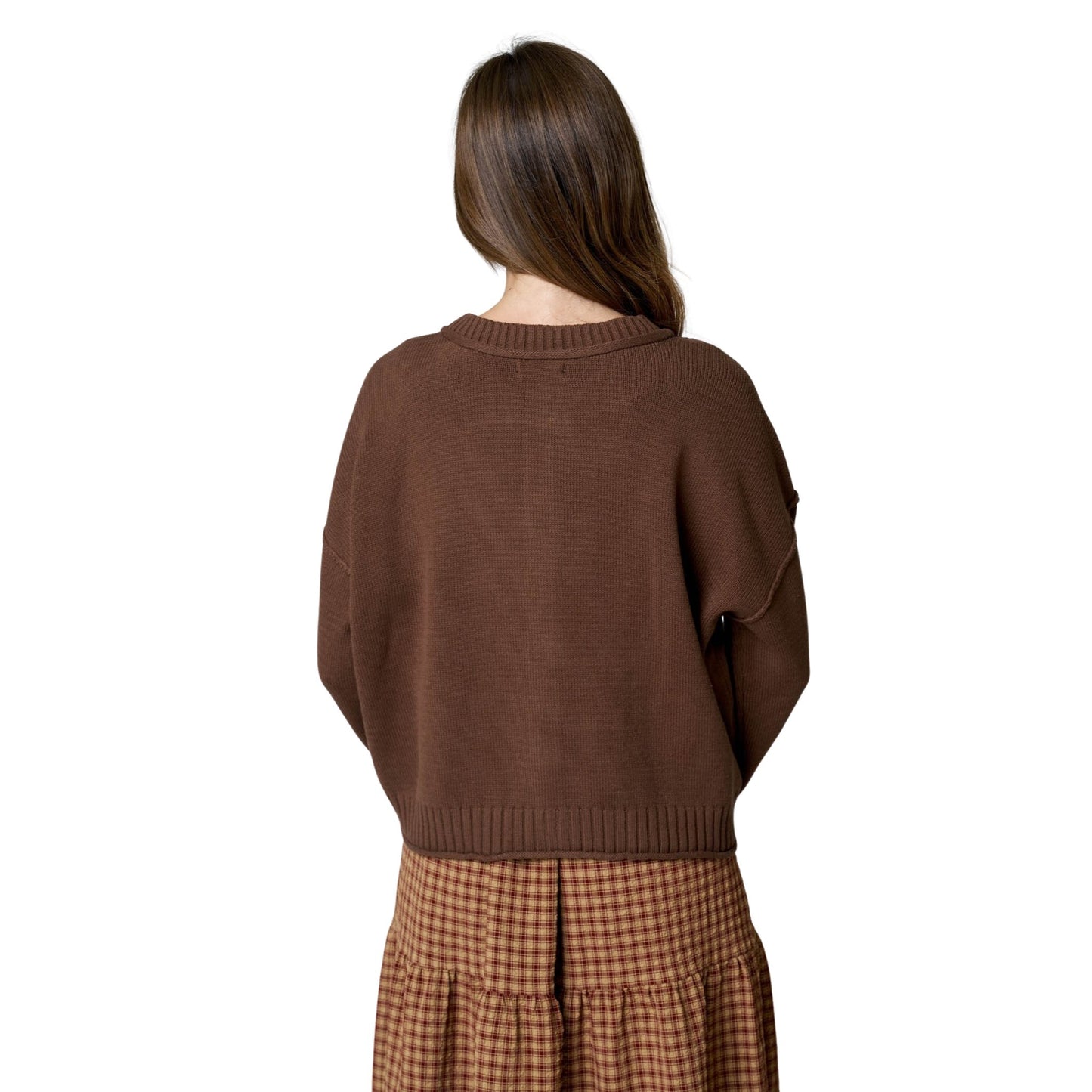 Exposed Seam Button-Down Cardigan