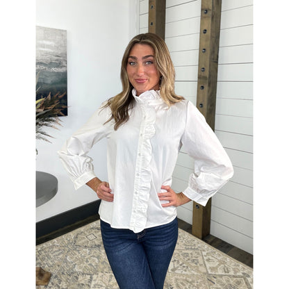 Long Sleeve Ruffle Radiance Solid Top