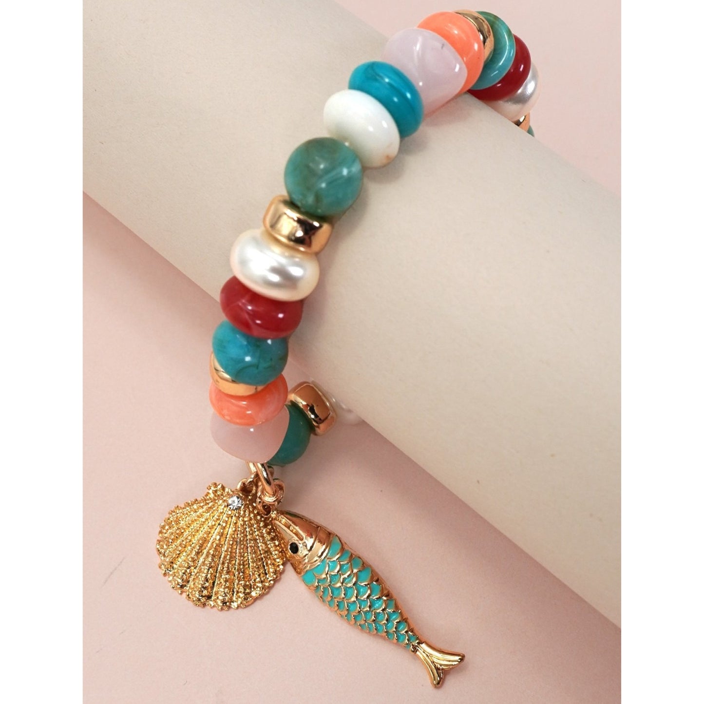 Ocean Pearl Charm Stretch Bracelet