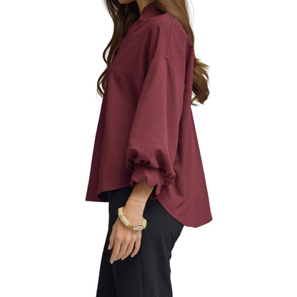 Scalloped Balloon Sleeve Blouse