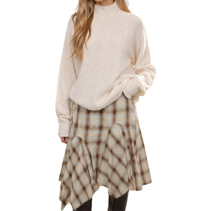 Relaxed Boxy Mock Neck Sweater