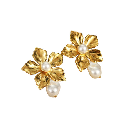 Golden Petal Pearl Drops