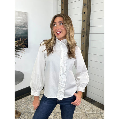Long Sleeve Ruffle Radiance Solid Top