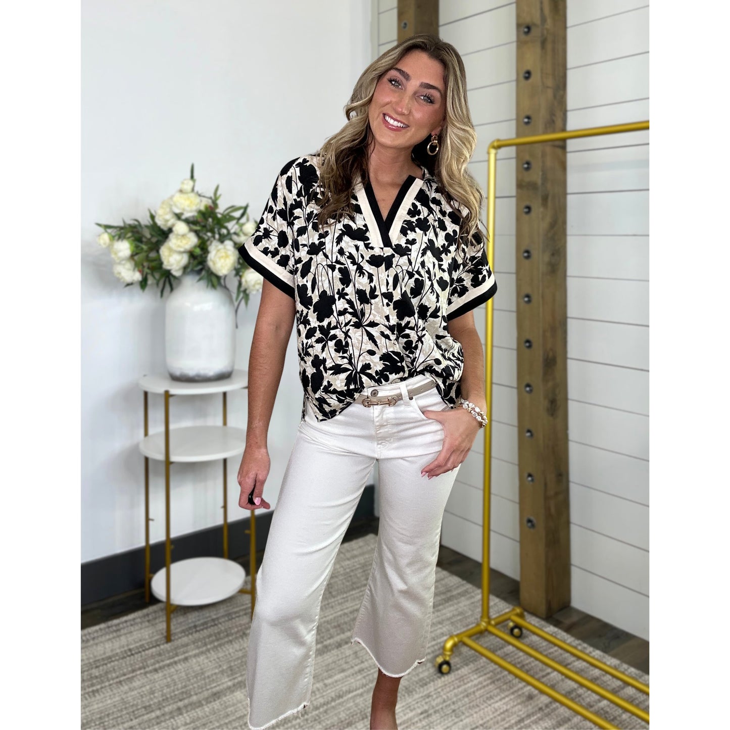 Breezy Floral Drop Shoulder Top