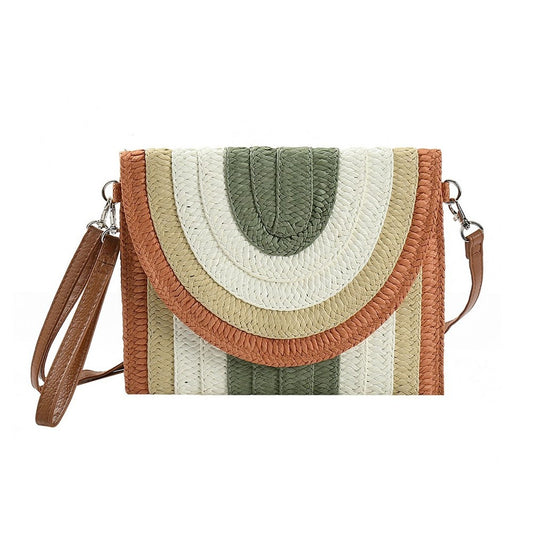 Straw Striped Clutch & Crossbody Bag