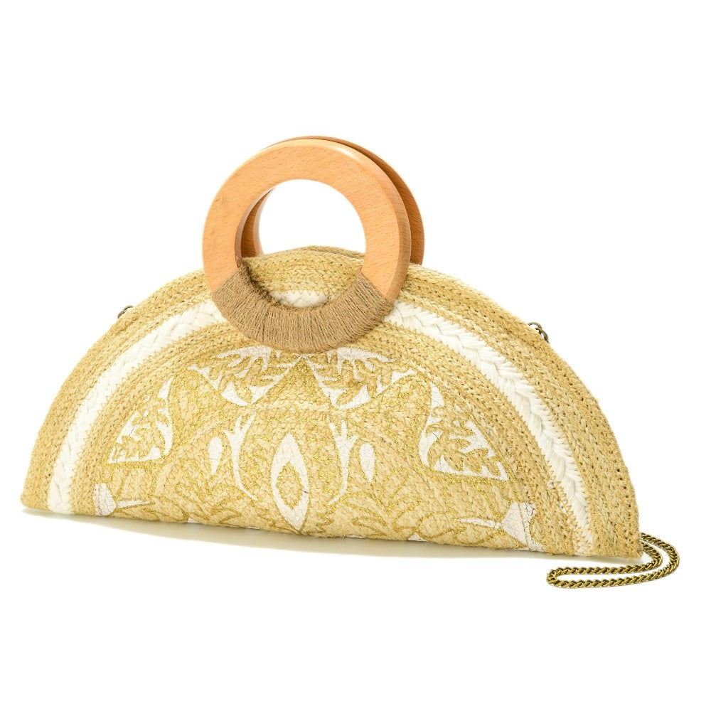 Painted Petals Half-Moon Bag