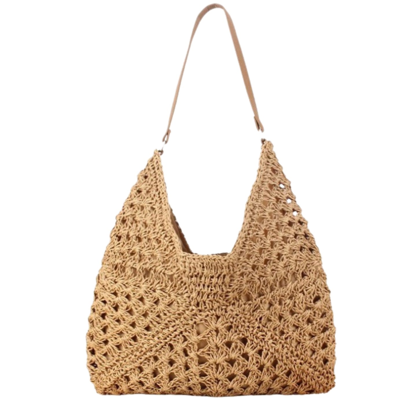 Artisan Lattice Straw Hobo Bag