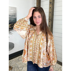 Captured Moments Mirrored Scarf Print Blouse