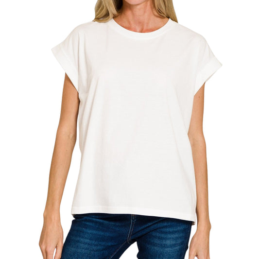 Soft Cotton Relaxed Crew Neck Tee