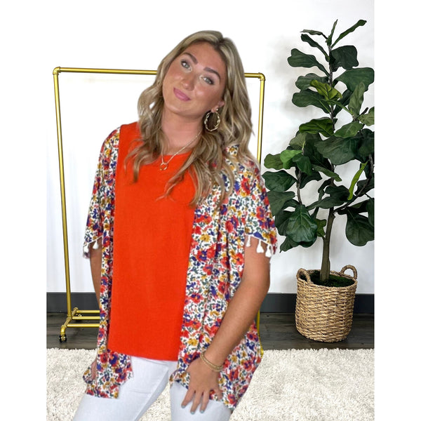 Fiona Floral Tassel Fringe Kimono Tiffany Lane Boutique