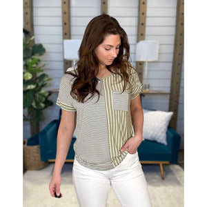 Divided Memory Terry Stripe Top