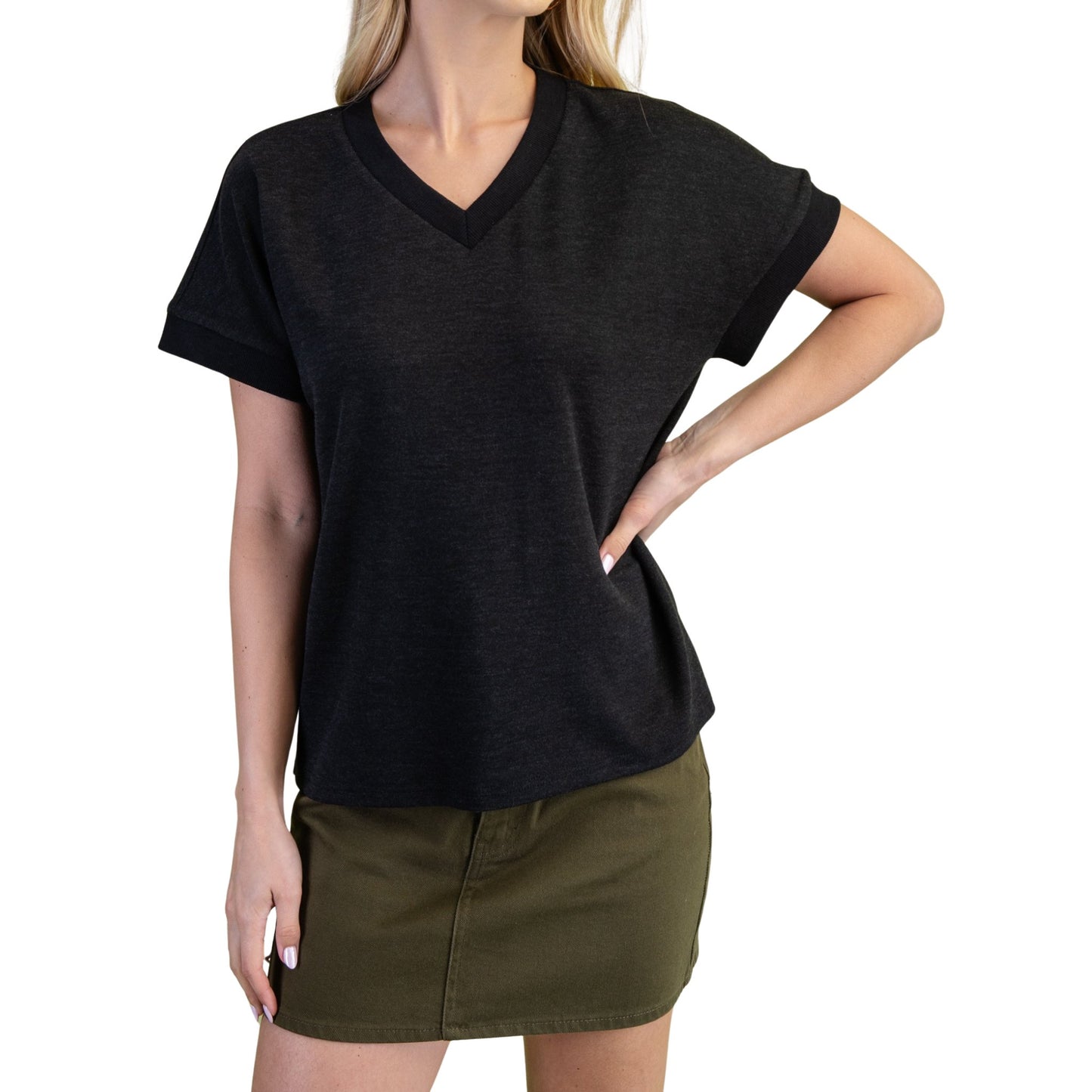 Cozy V-Neck Everyday Knit Tee