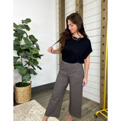 Delvie Houndstooth Wide Leg Pants