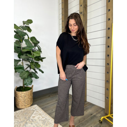 Delvie Houndstooth Wide Leg Pants