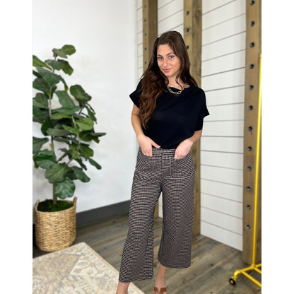 Delvie Houndstooth Wide Leg Pants