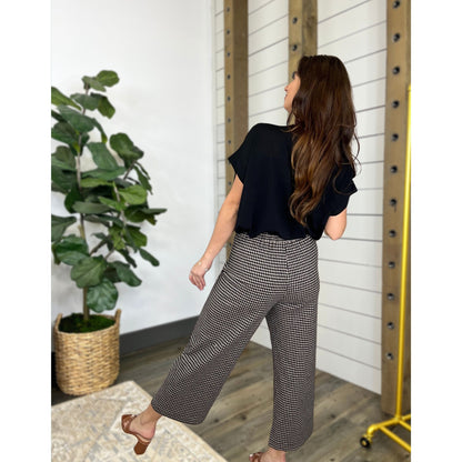 Delvie Houndstooth Wide Leg Pants