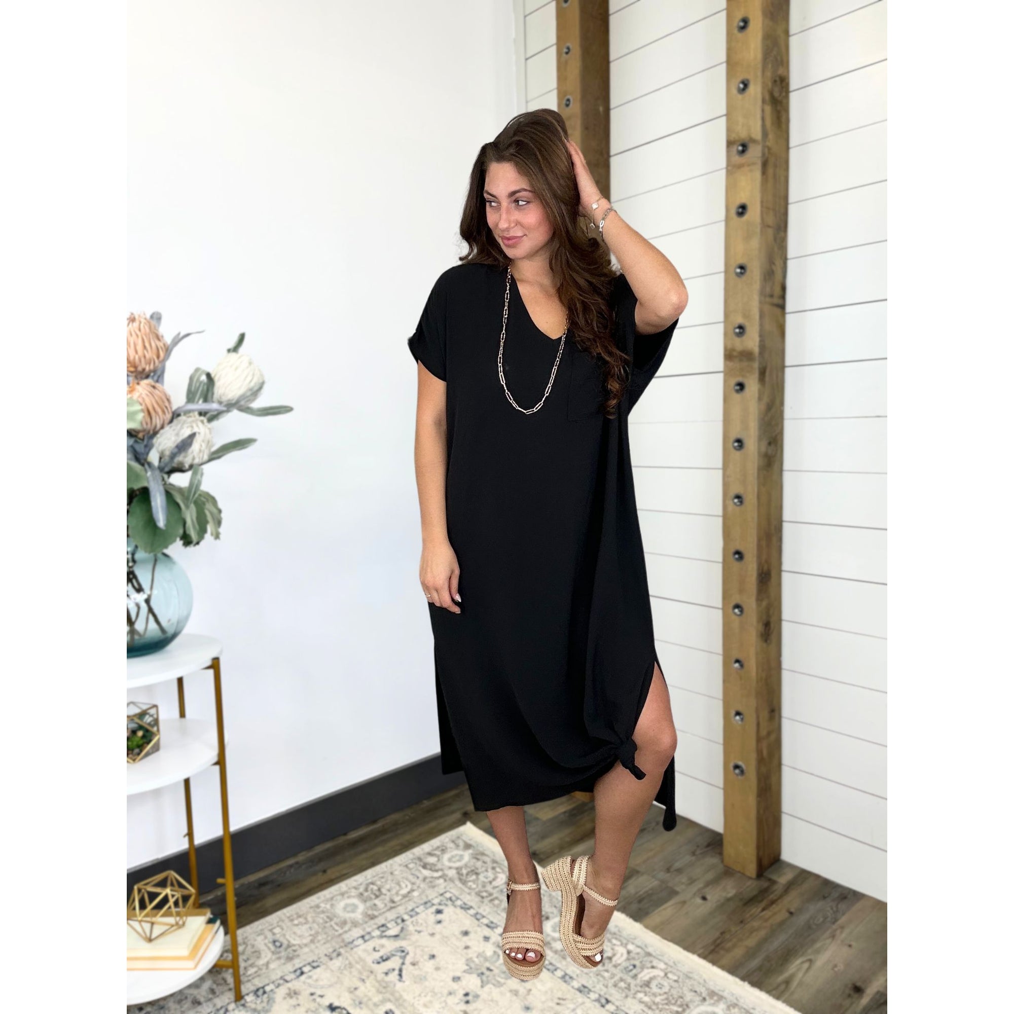 Classic Noir Maxi Dress