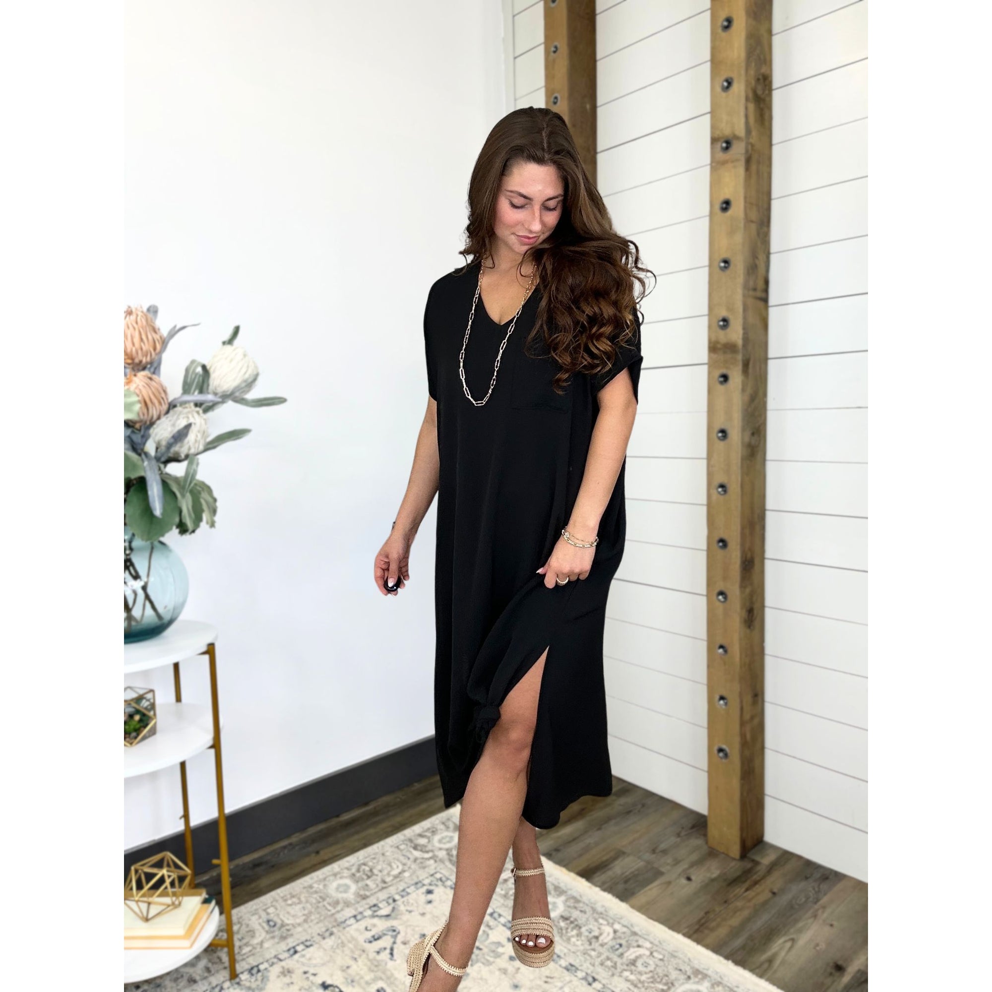 Classic Noir Maxi Dress