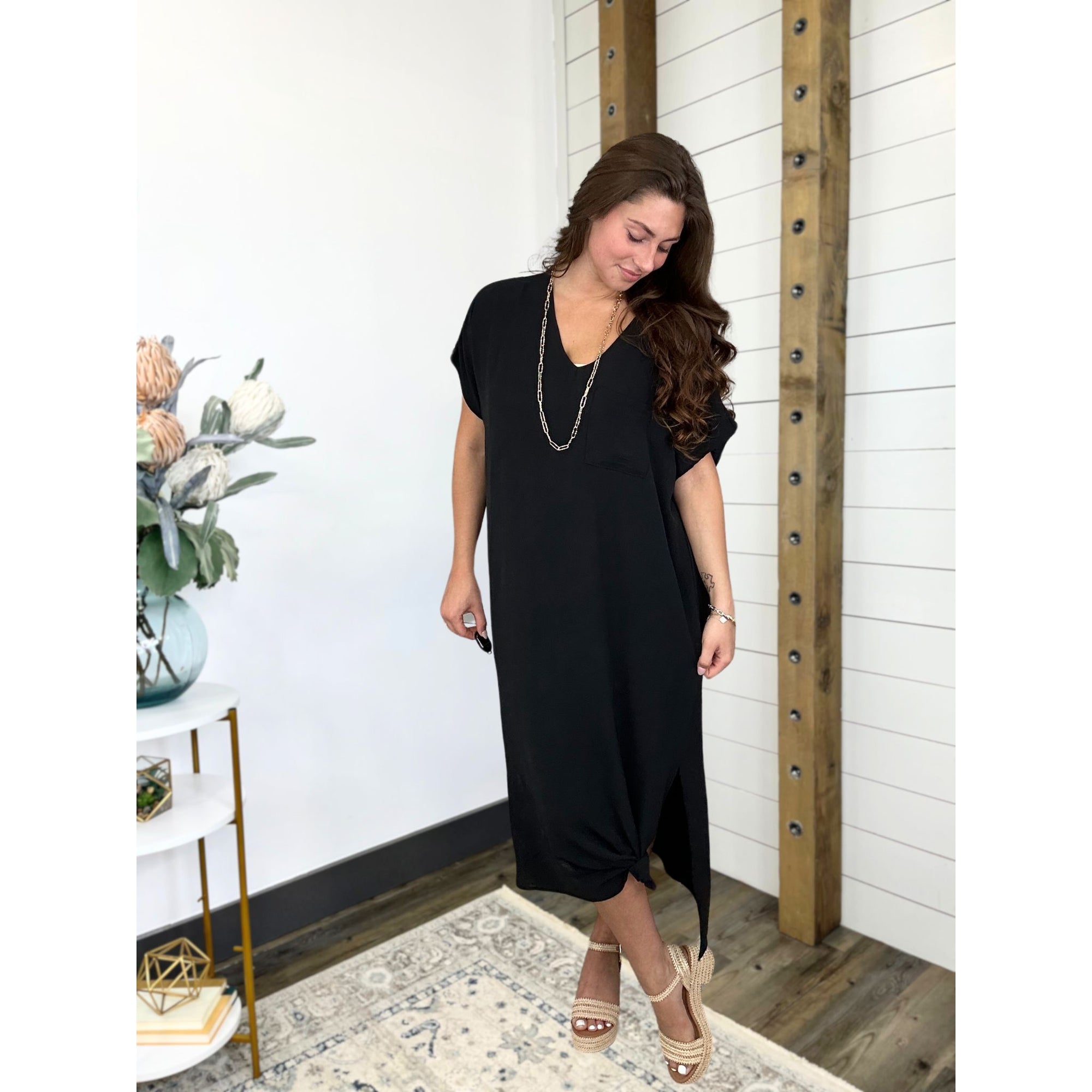 Classic Noir Maxi Dress