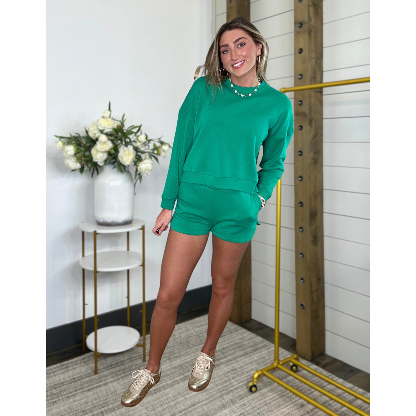 Fleece Long Sleeve Sweatshirt and Shorts Set