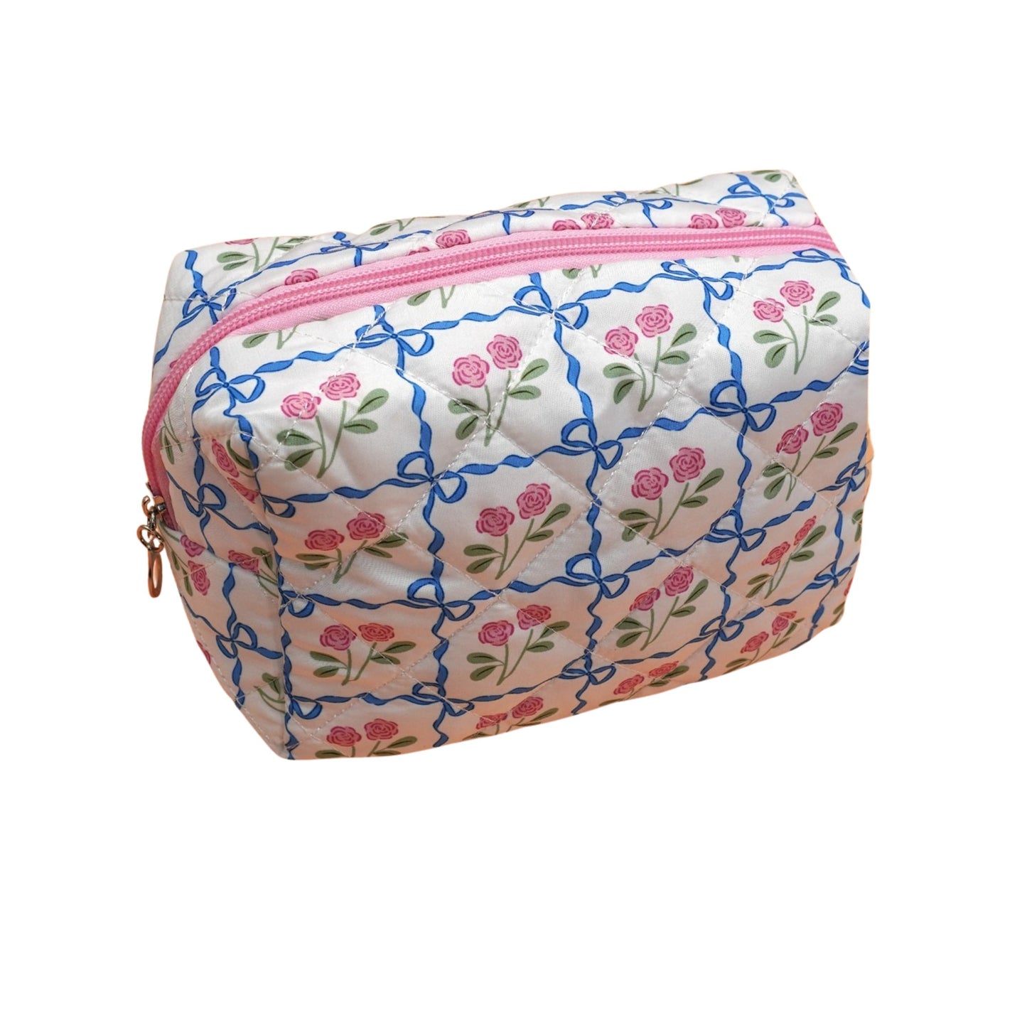 Floral Quilted Cosmetic Bag