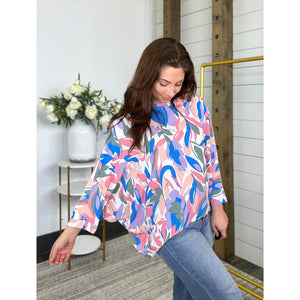 All You Abstract Print Pink Boxy Top
