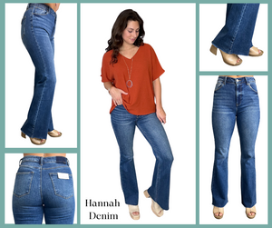 Risen - Hannah Raw Hem Boot Cut/Flare Jeans