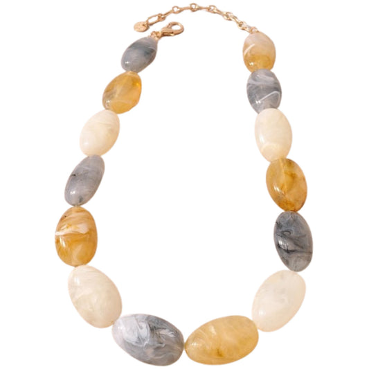 Marble Glow Oval Beaded Necklace