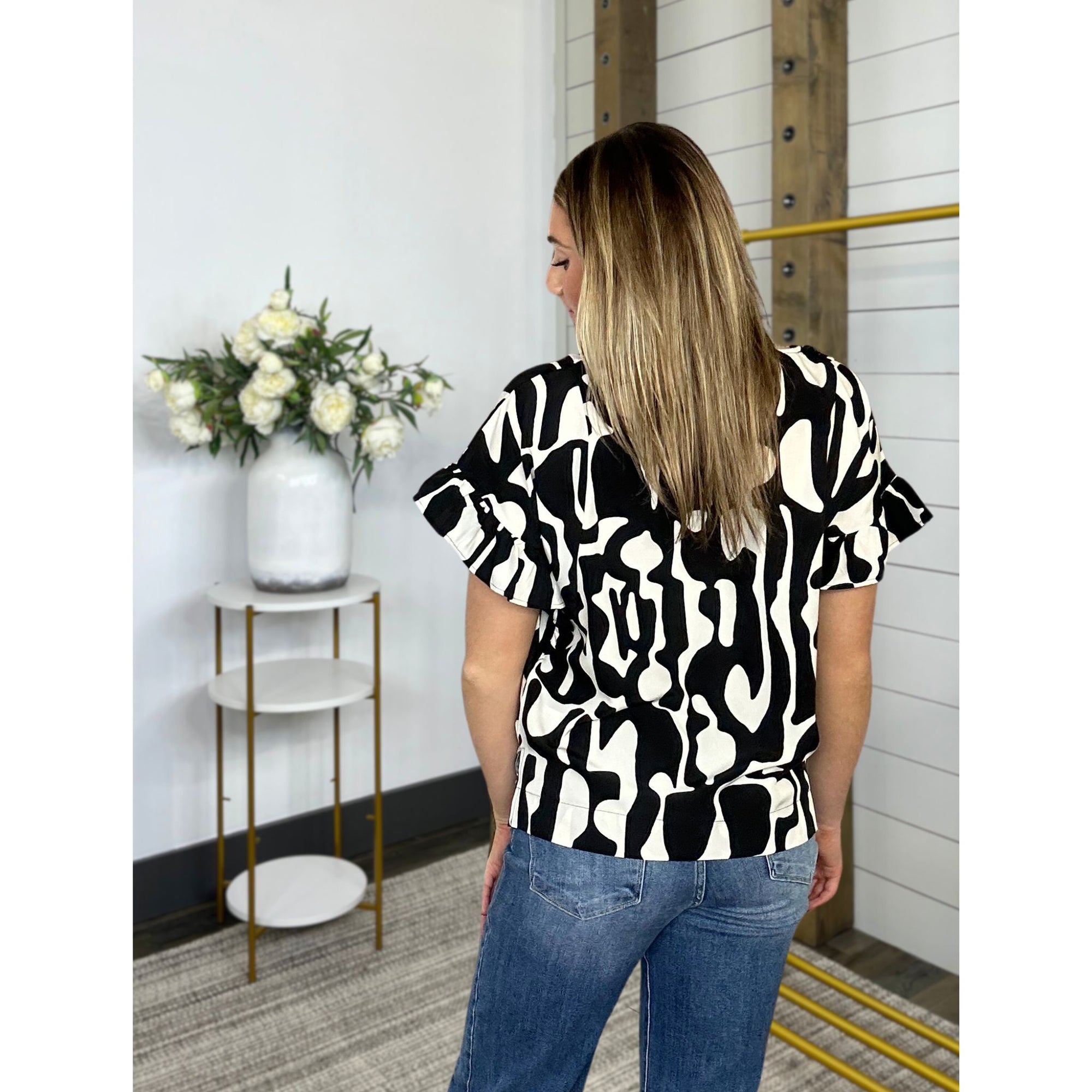 Drawn To You Abstract Print Boxy Top