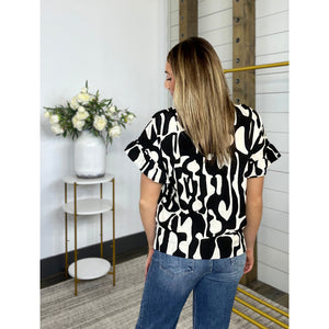 Drawn To You Abstract Print Boxy Top