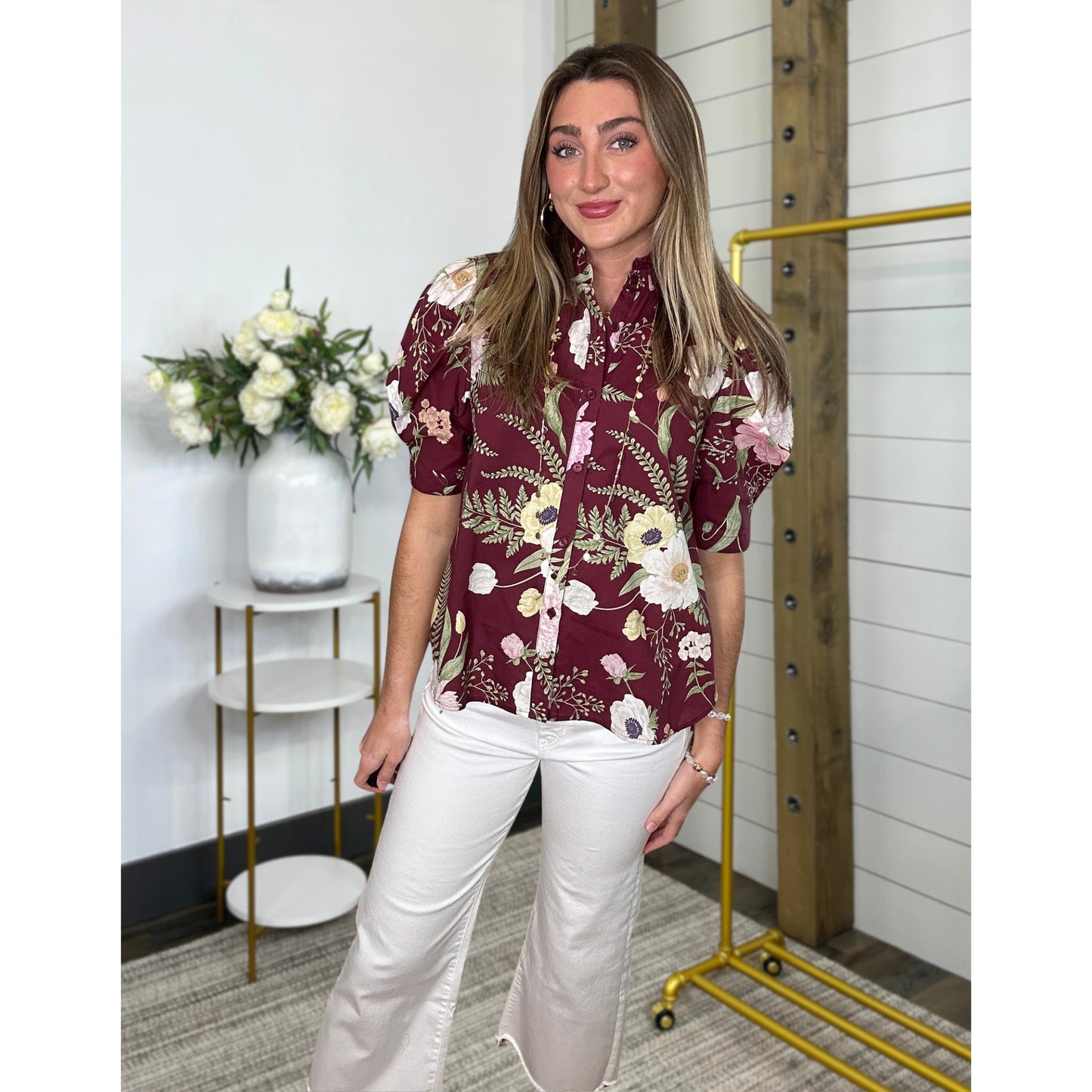 Know The Story Floral Button Down Top