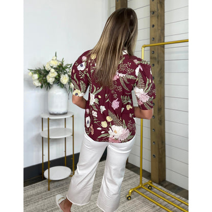 Know The Story Floral Button Down Top
