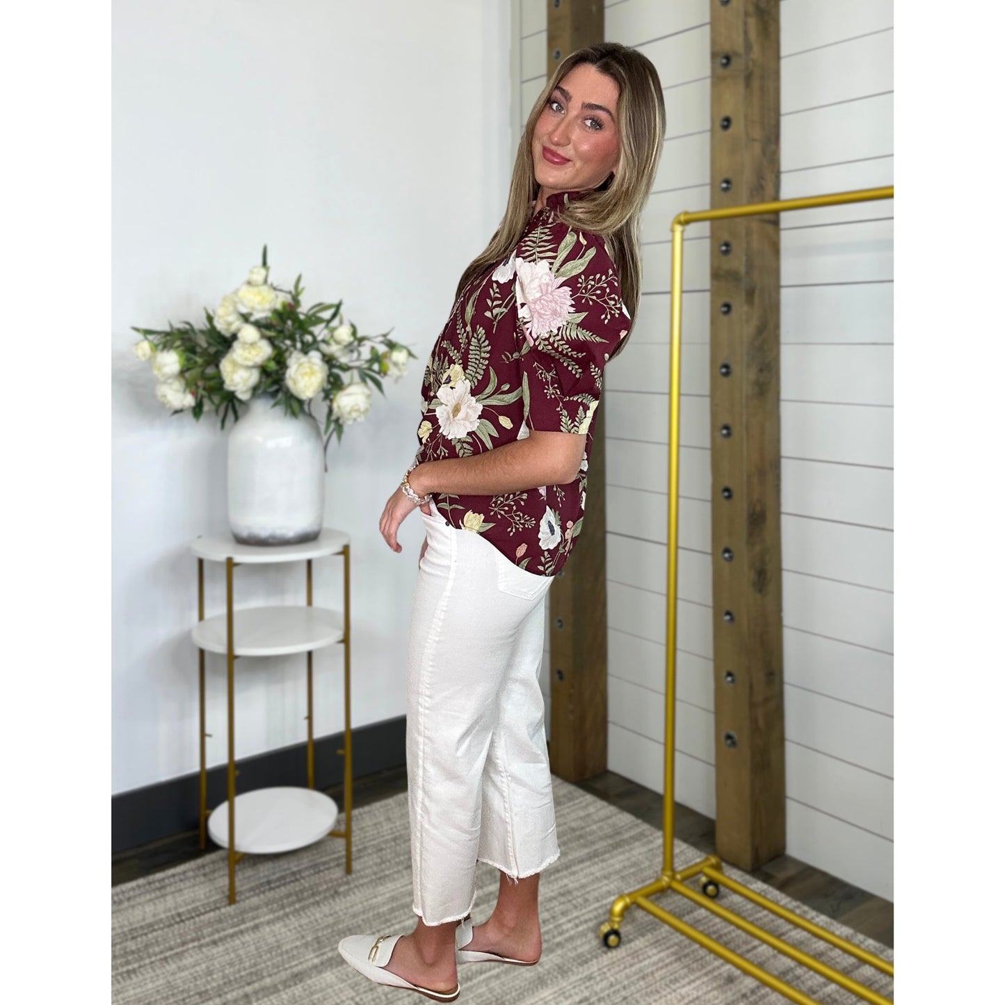 Know The Story Floral Button Down Top