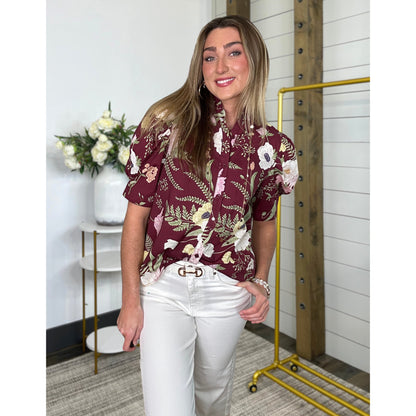 Know The Story Floral Button Down Top