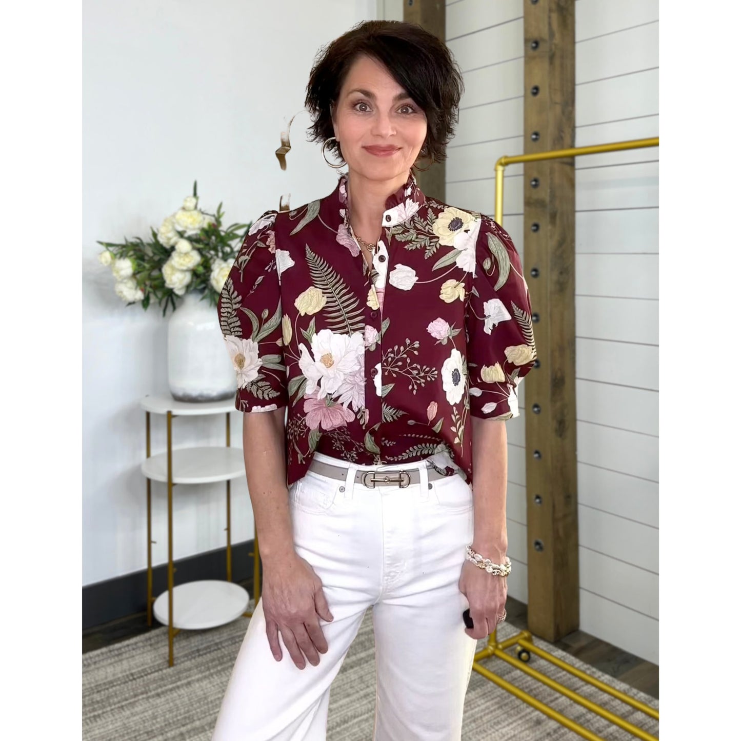 Know The Story Floral Button Down Top