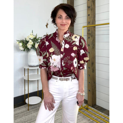 Know The Story Floral Button Down Top