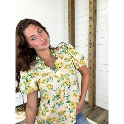 Lemon Blossom Ruffle Top
