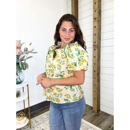Lemon Blossom Ruffle Top