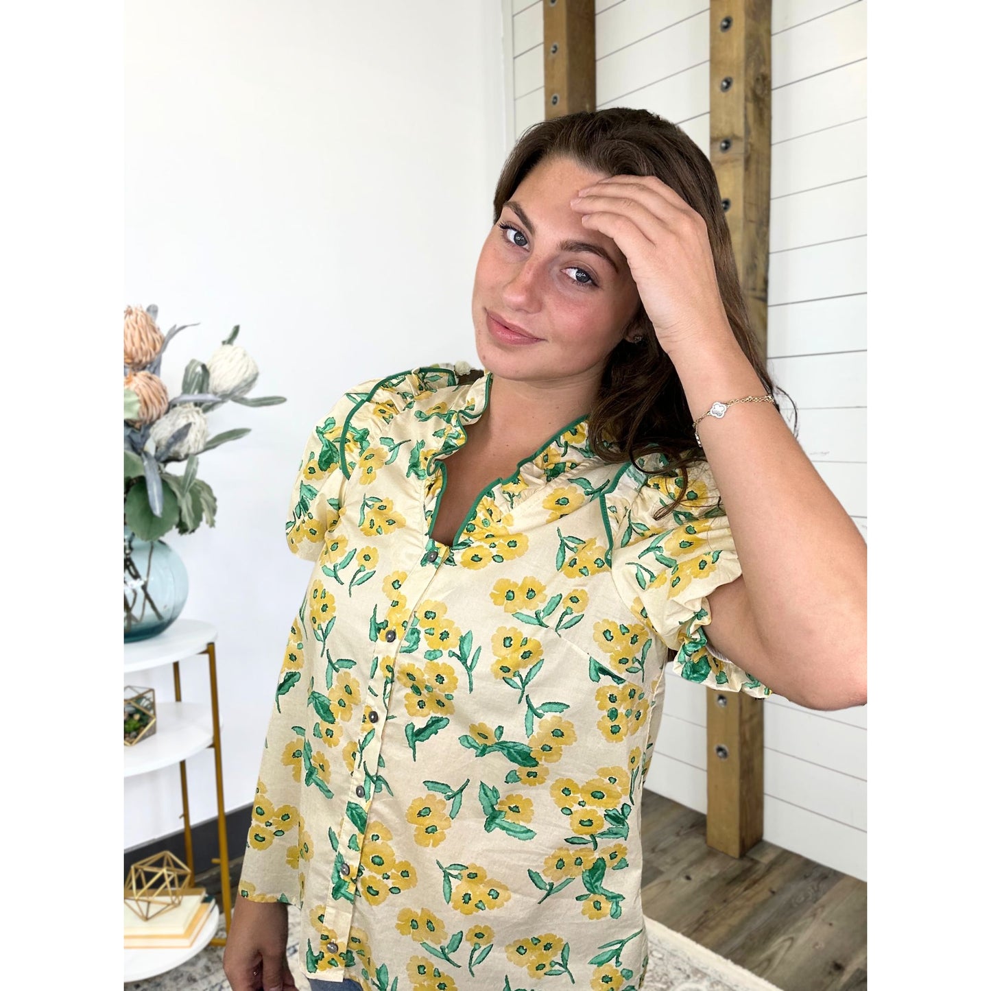 Lemon Blossom Ruffle Top