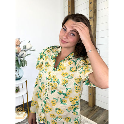Lemon Blossom Ruffle Top