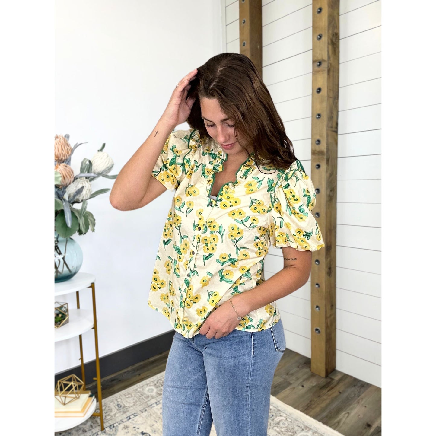 Lemon Blossom Ruffle Top
