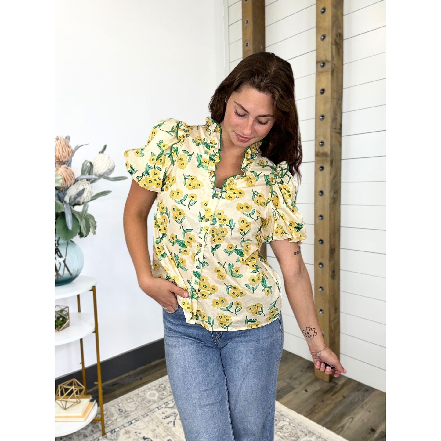 Lemon Blossom Ruffle Top