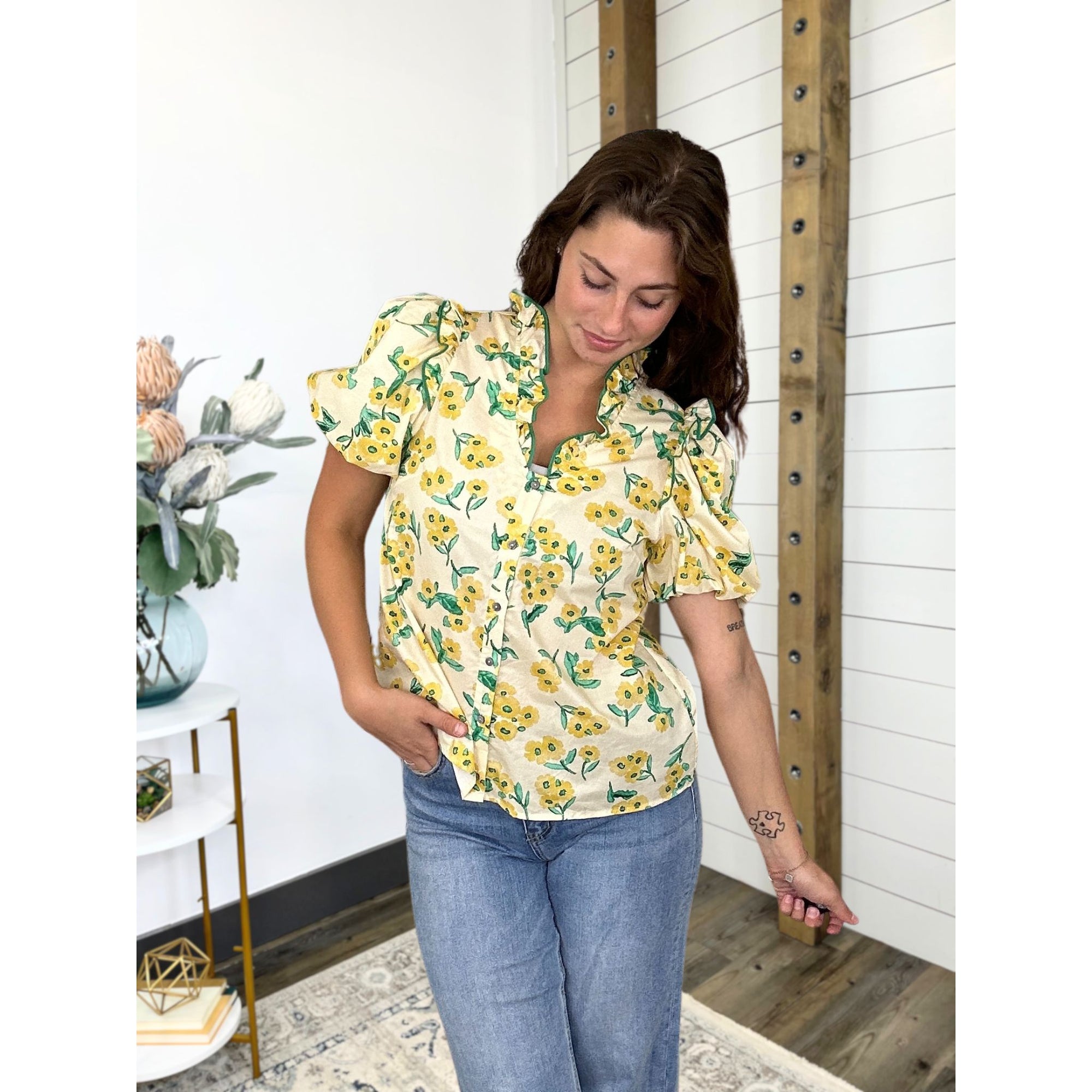 Lemon Blossom Ruffle Top