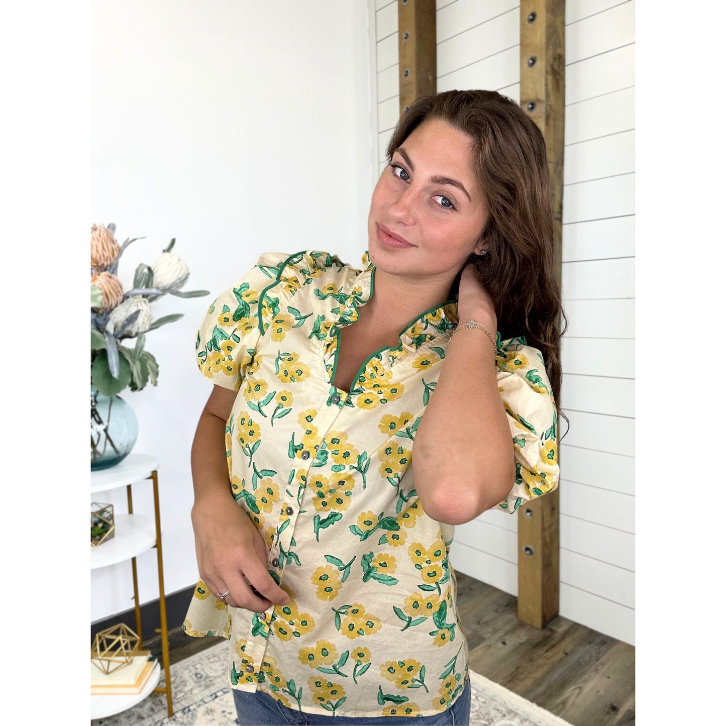 Lemon Blossom Ruffle Top