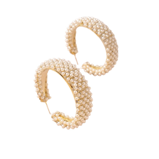 Pearl Crystal Hoops