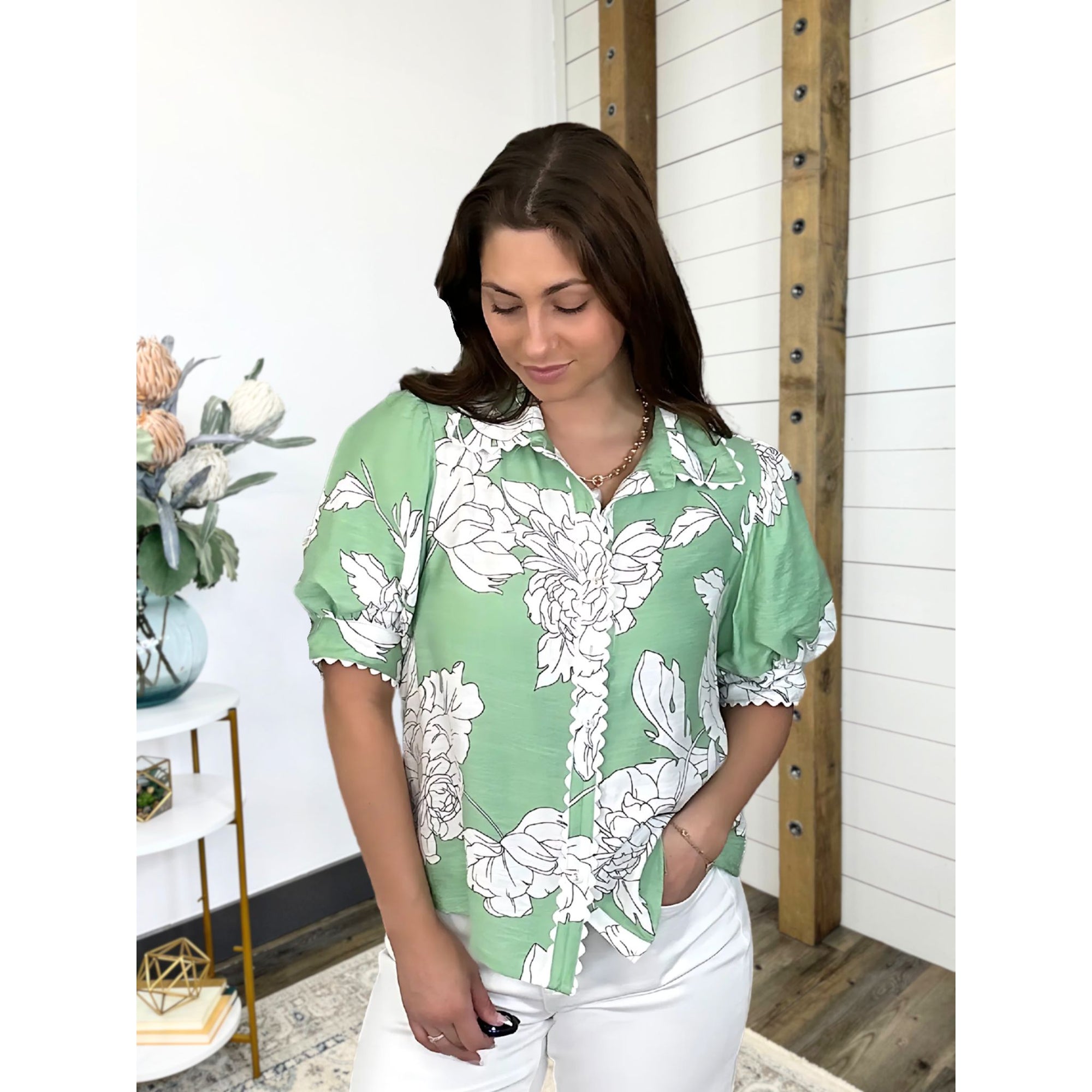 Mint To Be Floral Top