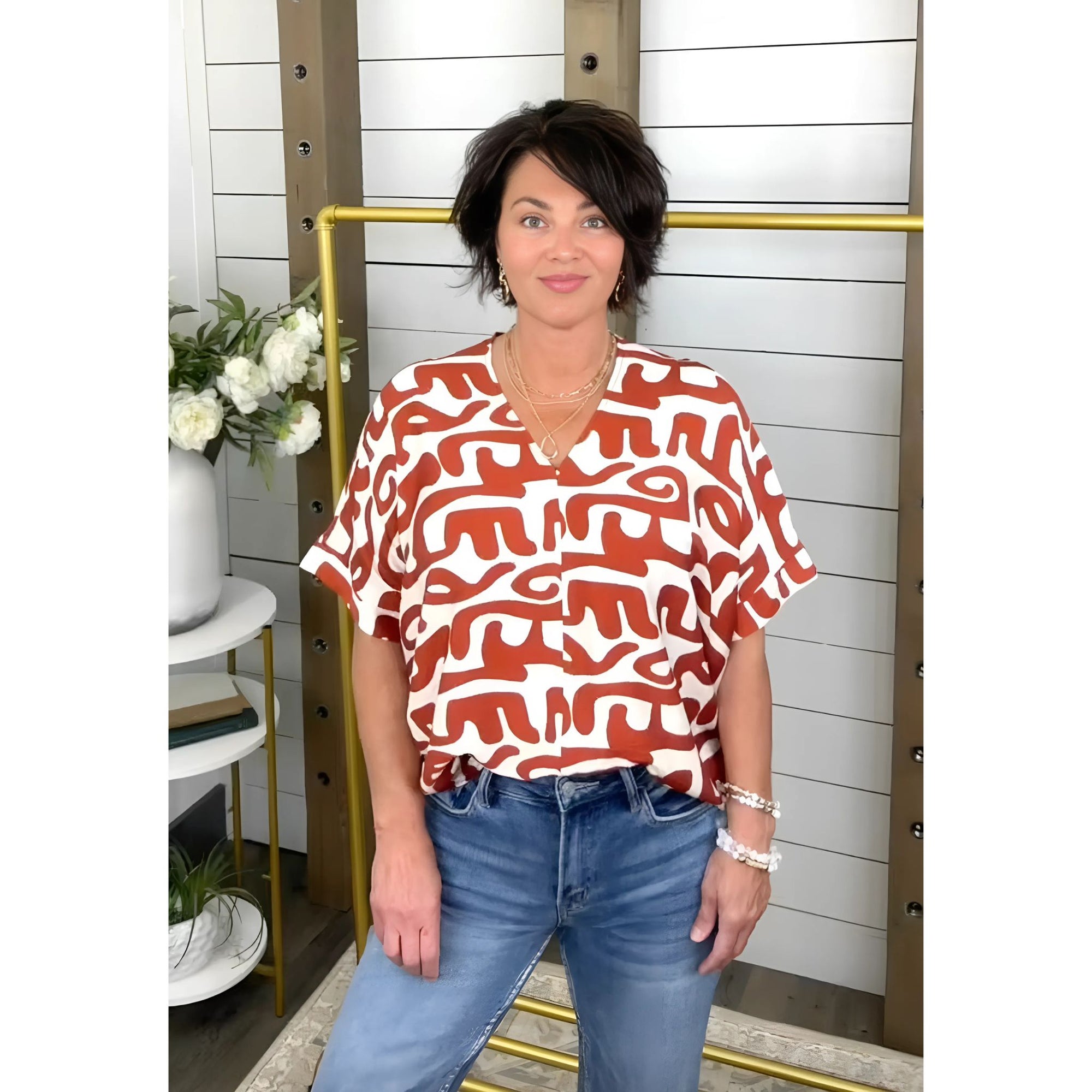 Mod Line Print Top