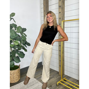 Adeline Wide Leg High Waist Corduroy Cargo Pants