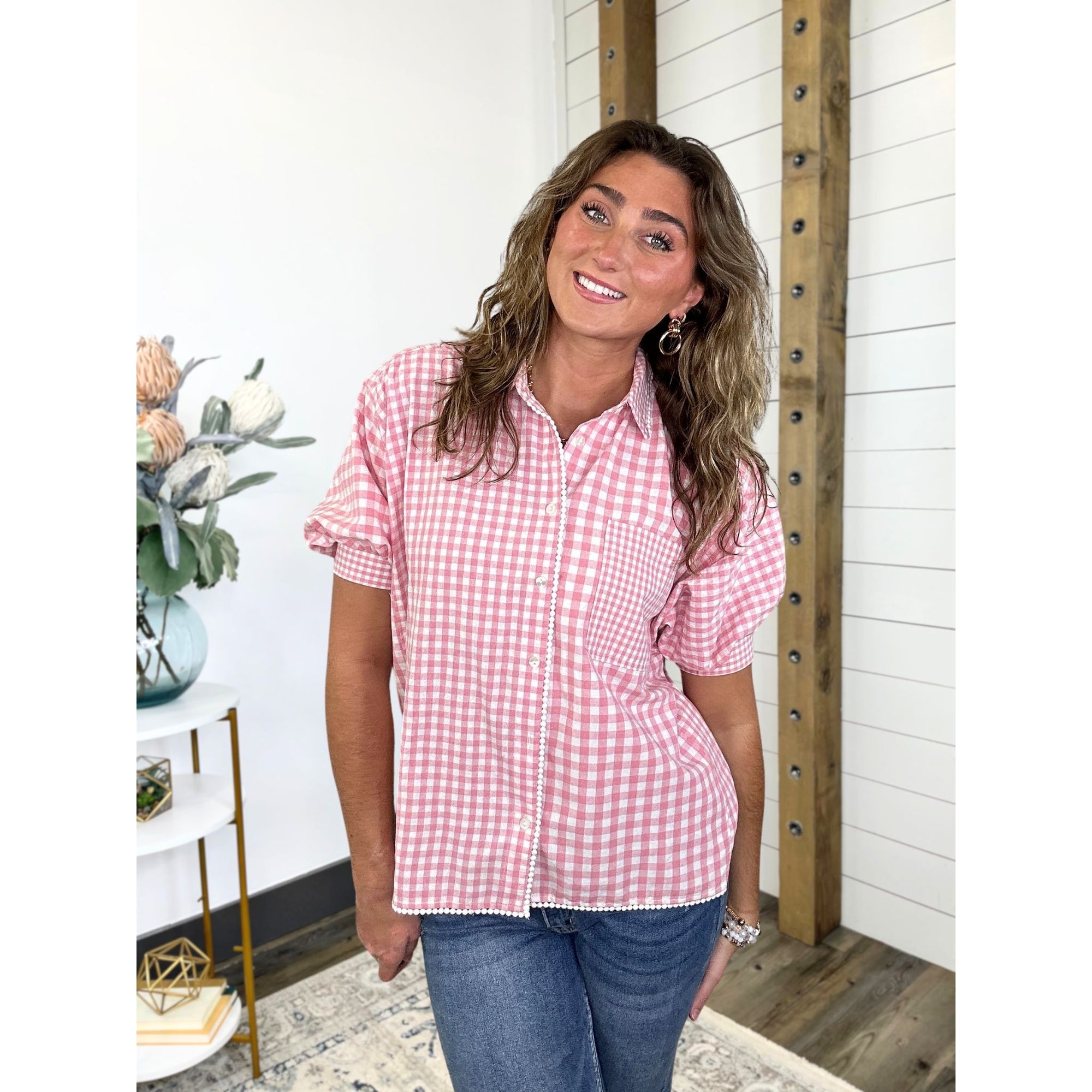 Pretty In Pink Gingham Top