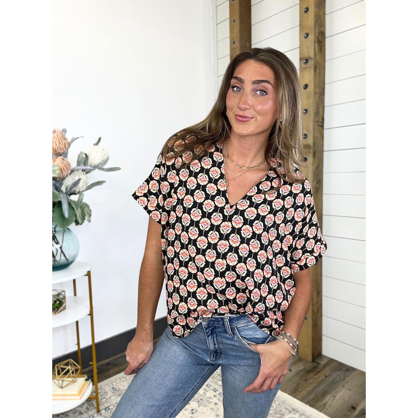 Rosette Print Top